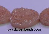 CAG8666 7.5 inches 22*30mm freeform champagne plated druzy agate beads