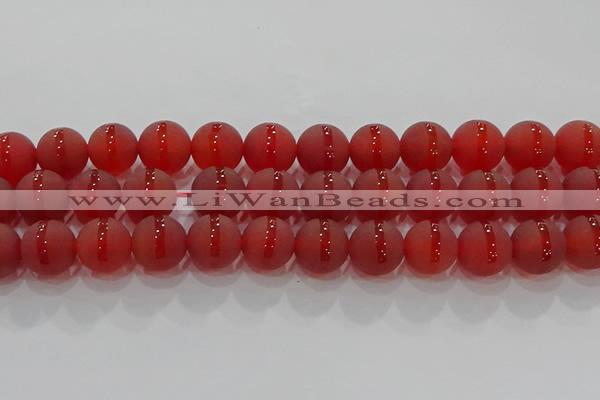 CAG8904 15.5 inches 12mm round matte red agate beads wholesale