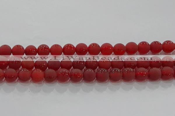 CAG8907 15.5 inches 6mm round matte red agate beads wholesale