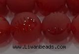 CAG8910 15.5 inches 12mm round matte red agate beads wholesale