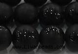 CAG8921 15.5 inches 10mm round matte black agate beads wholesale