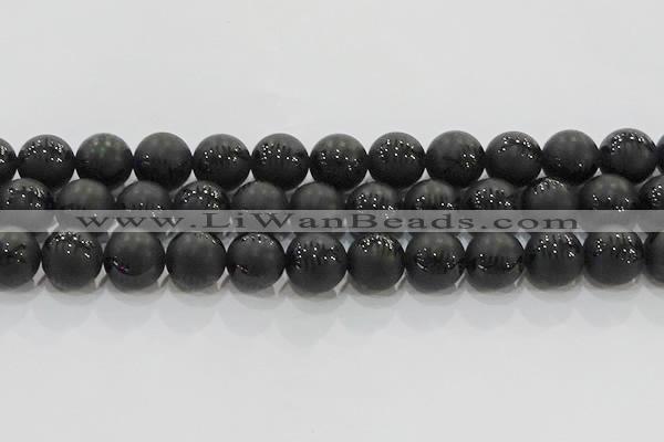 CAG8921 15.5 inches 10mm round matte black agate beads wholesale