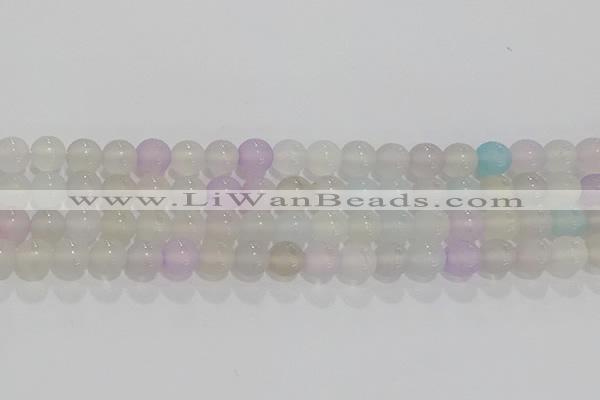 CAG8931 15.5 inches 6mm round matte colorful agate beads wholesale