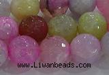 CAG8950 15.5 inches 10mm faceted round fire crackle agate beads