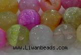 CAG8951 15.5 inches 12mm faceted round fire crackle agate beads