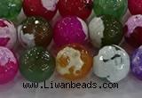 CAG8958 15.5 inches 12mm faceted round fire crackle agate beads