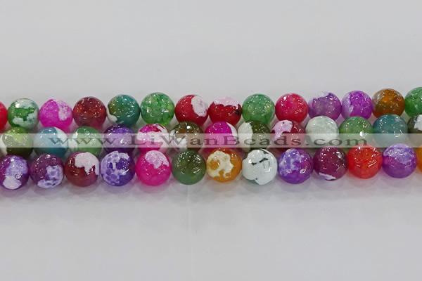 CAG8958 15.5 inches 12mm faceted round fire crackle agate beads