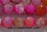 CAG8964 15.5 inches 8mm faceted round fire crackle agate beads