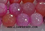 CAG8967 15.5 inches 14mm faceted round fire crackle agate beads