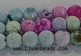 CAG8978 15.5 inches 4mm faceted round fire crackle agate beads