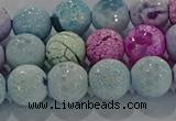 CAG8980 15.5 inches 8mm faceted round fire crackle agate beads