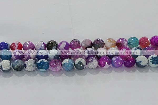 CAG8989 15.5 inches 10mm faceted round fire crackle agate beads