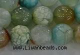 CAG8996 15.5 inches 10mm faceted round fire crackle agate beads