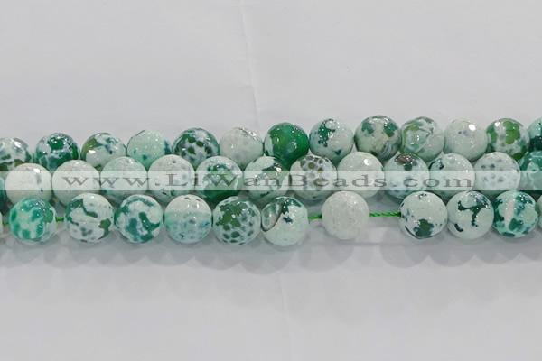 CAG9010 15.5 inches 12mm faceted round fire crackle agate beads