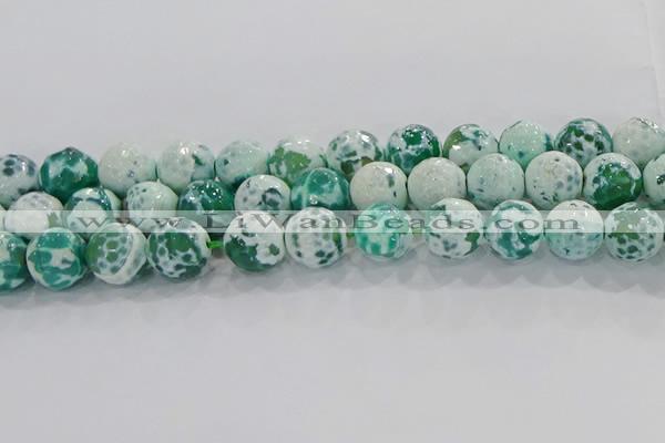 CAG9011 15.5 inches 14mm faceted round fire crackle agate beads