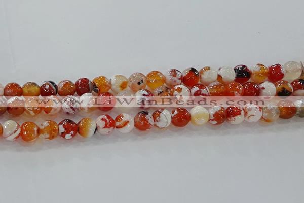 CAG9015 15.5 inches 8mm faceted round fire crackle agate beads