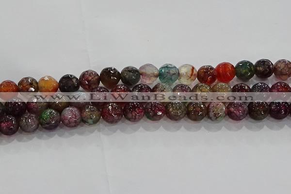 CAG9022 15.5 inches 8mm faceted round fire crackle agate beads