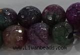 CAG9024 15.5 inches 12mm faceted round fire crackle agate beads