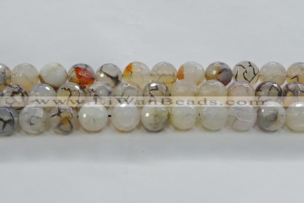 CAG9039 15.5 inches 14mm faceted round dragon veins agate beads