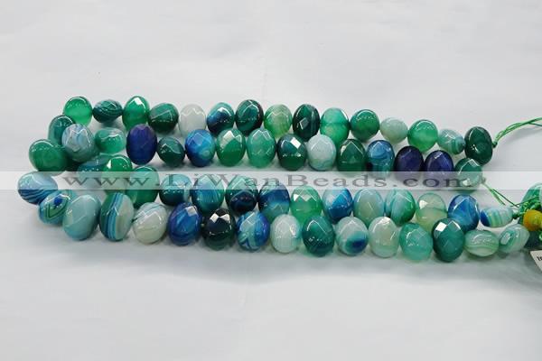 CAG9052 15.5 inches 13*18mm faceted oval line agate beads