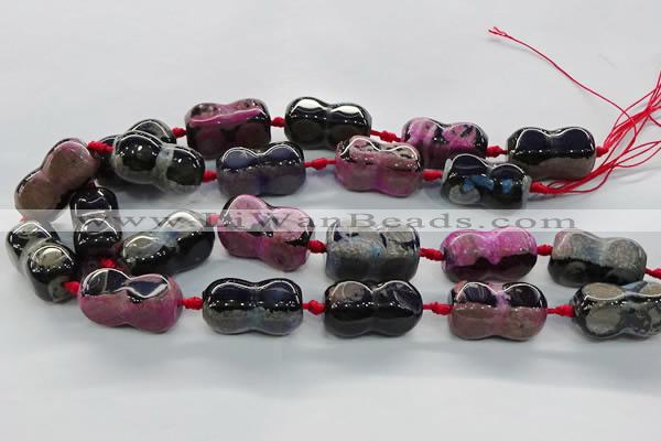 CAG9071 15.5 inches 16*30mm peanut-shaped fire crackle agate beads