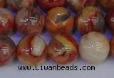 CAG9104 15.5 inches 12mm round red crazy lace agate beads