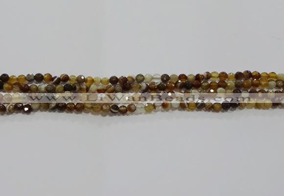 CAG9211 15.5 inches 4mm faceted round line agate gemstone beads