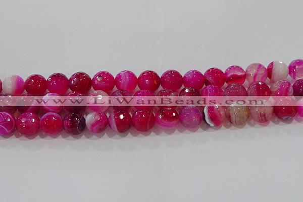 CAG9243 15.5 inches 12mm faceted round line agate beads wholesale