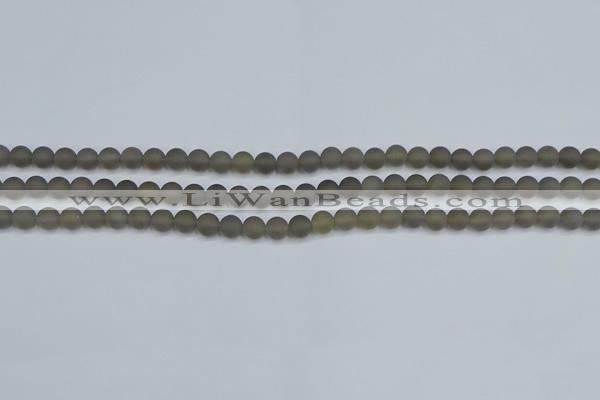 CAG9310 15.5 inches 4mm round matte grey agate beads wholesale