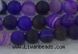 CAG9320 15.5 inches 6mm round matte line agate beads wholesale