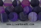 CAG9321 15.5 inches 8mm round matte line agate beads wholesale