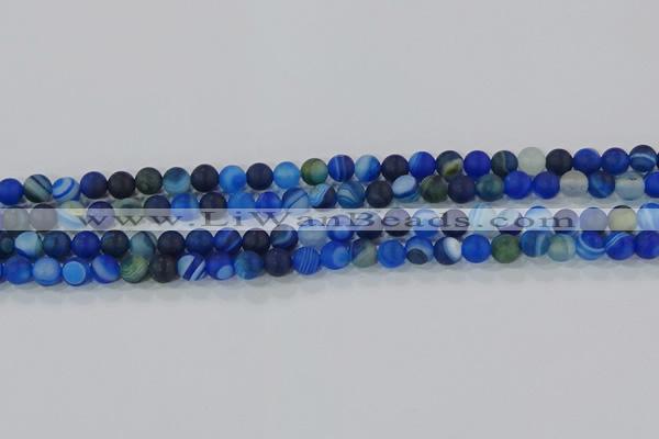 CAG9331 15.5 inches 6mm round matte line agate beads wholesale