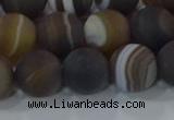 CAG9340 15.5 inches 12mm round matte line agate beads wholesale