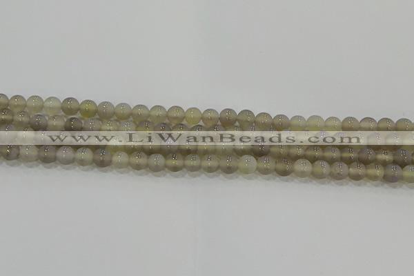 CAG9343 15.5 inches 6mm round matte grey agate beads wholesale