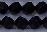 CAG9355 15.5 inches 14mm faceted nuggets black agate beads