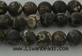 CAG9381 15.5 inches 6mm round matte turritella agate beads