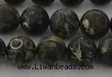 CAG9384 15.5 inches 12mm round matte turritella agate beads