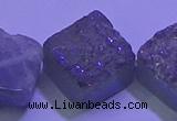 CAG9425 7.5 inches 12*12mm diamond rainbow plated druzy agate beads