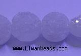 CAG9428 7.5 inches 10mm coin white plated druzy agate beads