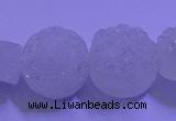 CAG9429 7.5 inches 12mm coin white plated druzy agate beads