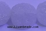 CAG9434 7.5 inches 25mm coin white plated druzy agate beads