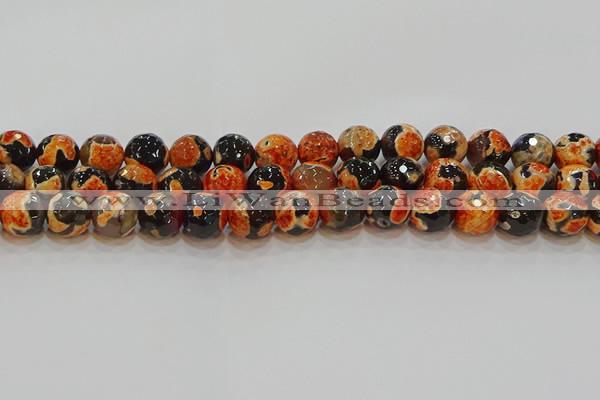 CAG9459 15.5 inches 12mm faceted round fire crackle agate beads