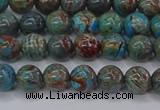 CAG9471 15.5 inches 4mm round blue crazy lace agate beads