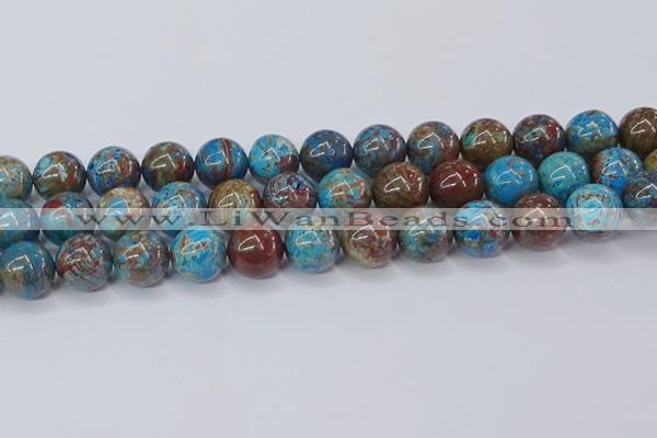 CAG9476 15.5 inches 14mm round blue crazy lace agate beads