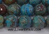 CAG9483 15.5 inches 10mm faceted round blue crazy lace agate beads