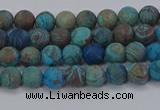 CAG9492 15.5 inches 4mm round matte blue crazy lace agate beads