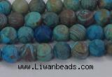 CAG9493 15.5 inches 6mm round matte blue crazy lace agate beads