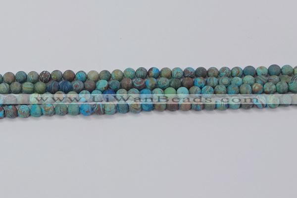 CAG9493 15.5 inches 6mm round matte blue crazy lace agate beads