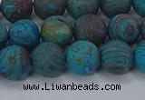 CAG9495 15.5 inches 10mm round matte blue crazy lace agate beads