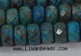 CAG9505 15.5 inches 6*10mm faceted rondelle blue crazy lace agate beads